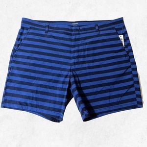Goodthreads Men's Slim-Fit 7" Flat-Front Stretch Chino Short‎ Stripes Sz 40 Blue